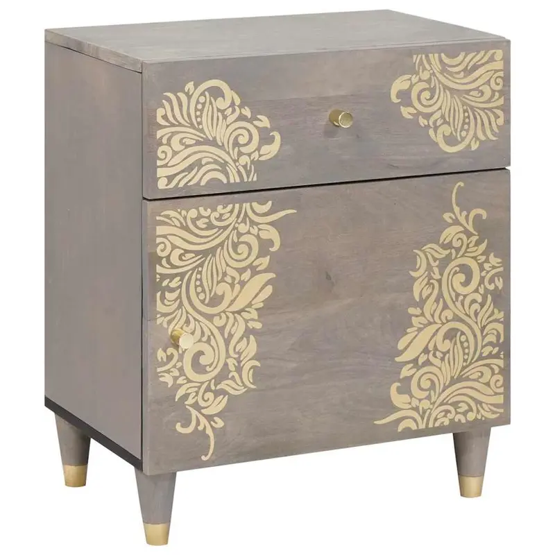 Cabinet de noche con puerta con cajón Gris 50 x 33 x 60 cm