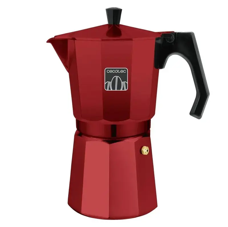 Cafetera Italiana Roja de Aluminio para 6 Tazas, Compatible con Todas las Cocinas de Cecotec