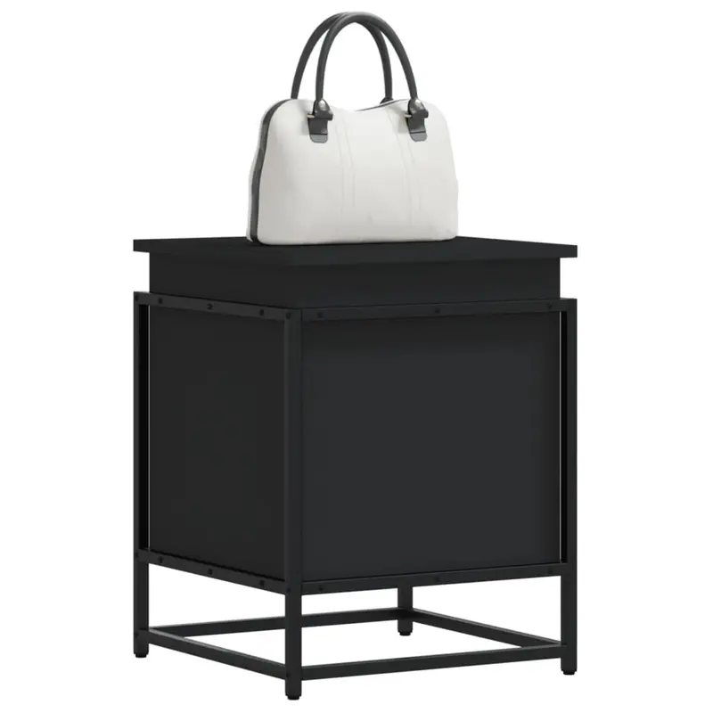 Caja almacenaje con tapa madera ingeniería negro 40x40x51,5 cm