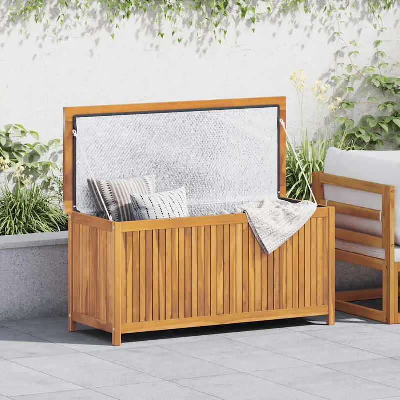 Caja de almacenaje de jardín madera maciza de teca 120x50x58 cm