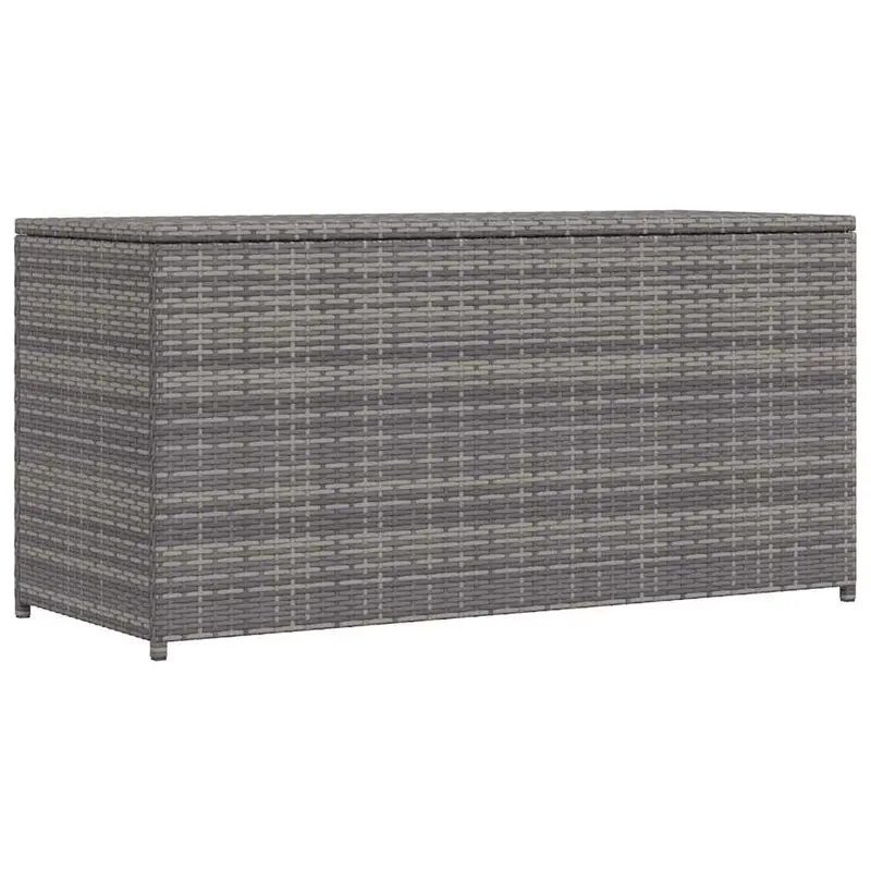 Caja de almacenaje de jardín ratán sintético gris 120x50x60 cm