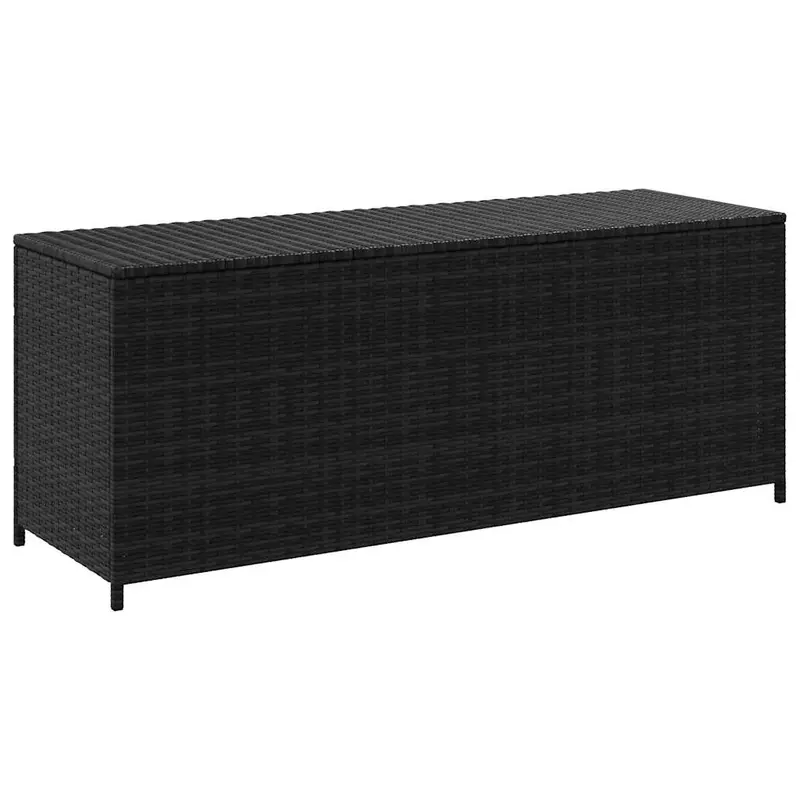 Caja de almacenaje de jardín ratán sintético negro 150x50x60 cm