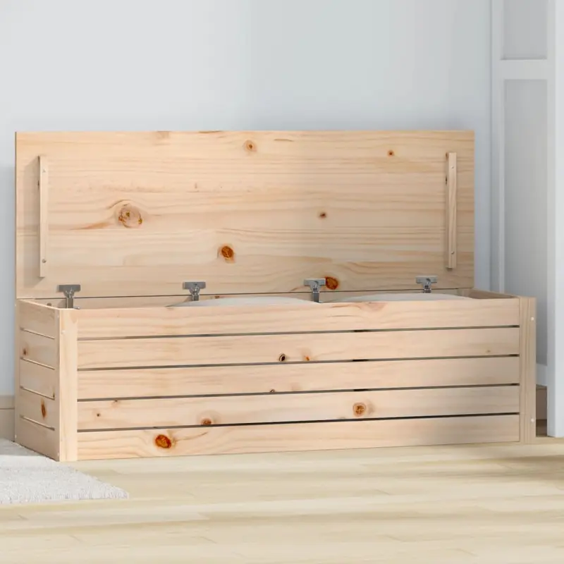 Caja de almacenaje madera maciza de pino 109x36,5x33 cm