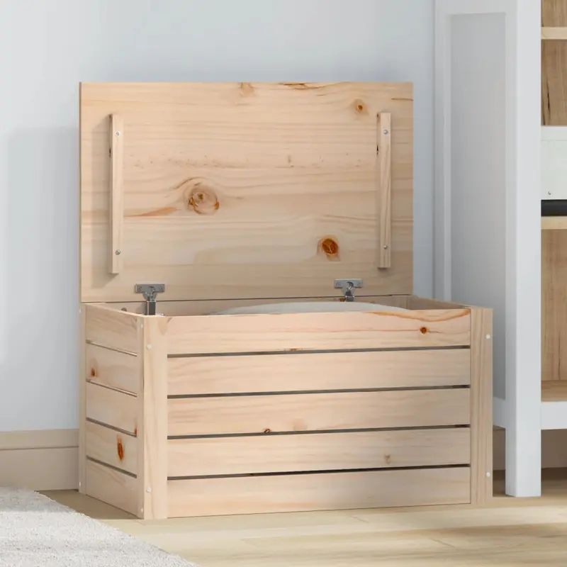Caja de almacenaje madera maciza de pino 59,5x36,5x33 cm