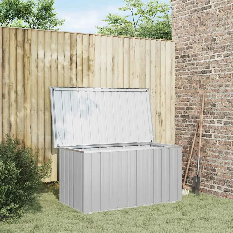 Caja de almacenaje para jardín gris 129x67x65 cm