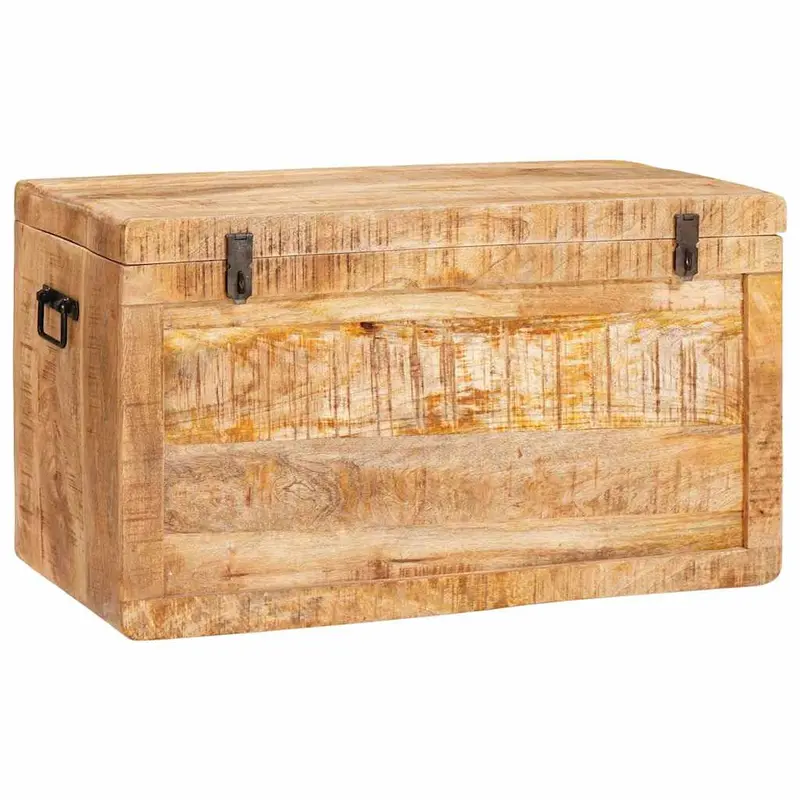 Caja de Almacenamiento con puerta Marrón Madera de mango maciza