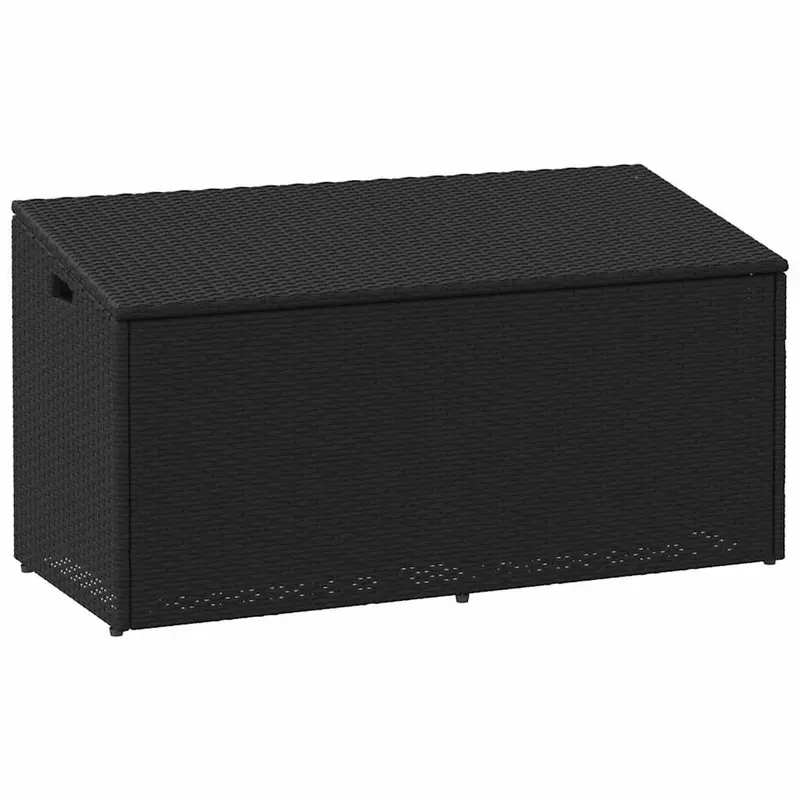Caja de almacenamiento para jardín, color negro, 110 x 50 x 58 cm, ratán sintético