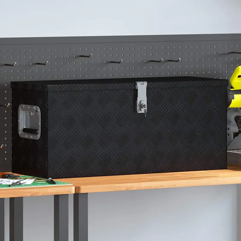 Caja de aluminio negra 80x30x35 cm