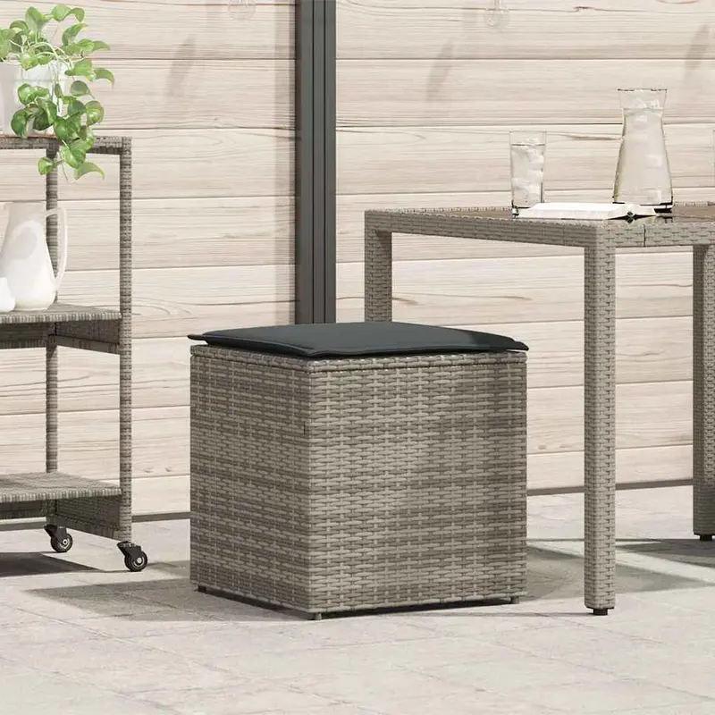 Caja de cojines Gris 50 x 50 x 50 cm ratán sintético