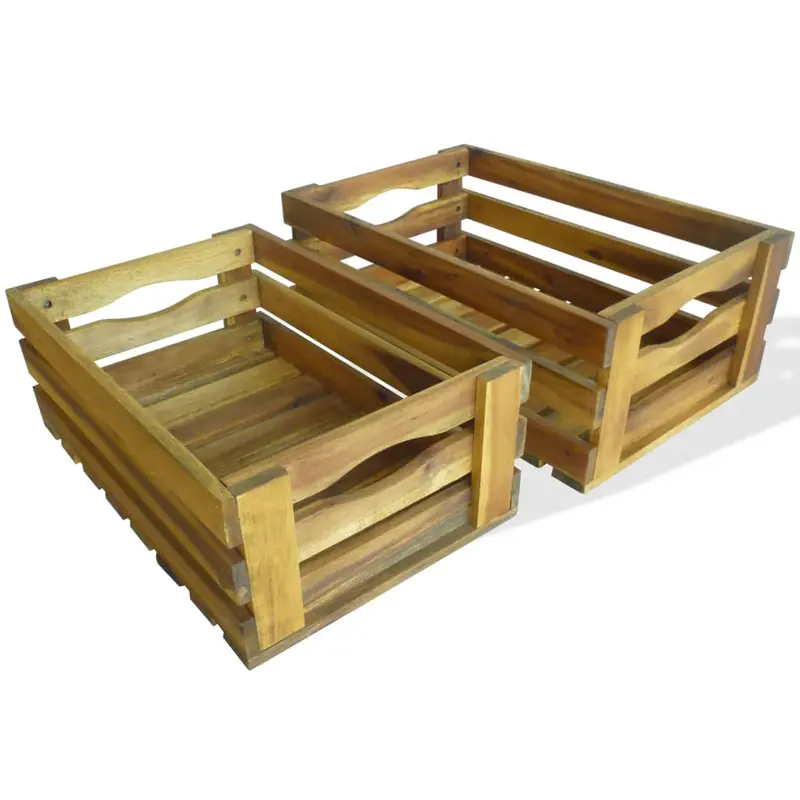 Caja de manzanas de jardín para plantar de madera de acacia