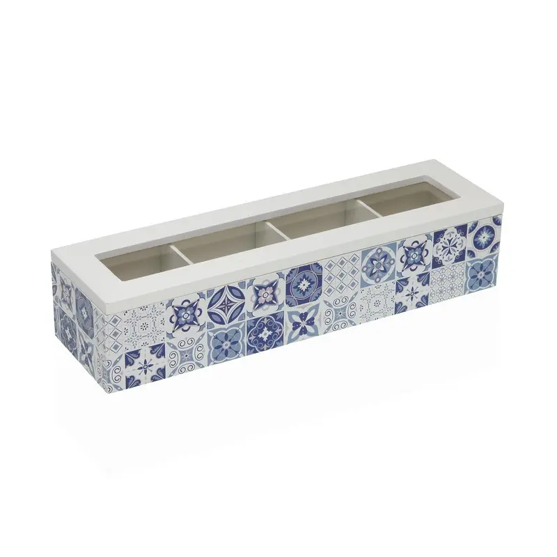 CAJA DE TE AZURITA 4 COMPARTIMENTOS