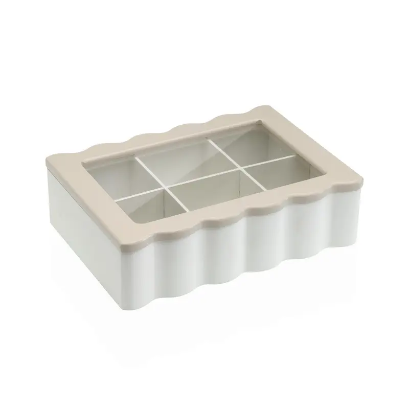 CAJA DE TE BLANCA 6 COMPARTIMENTOS