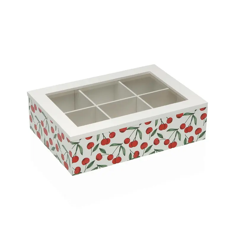 CAJA DE TE CHERRIES 6 COMPARTIMENTOS