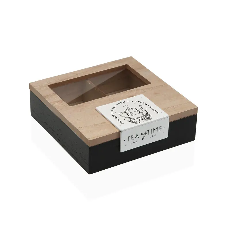 CAJA DE TE NEGRA 4 COMPARTIMENTOS