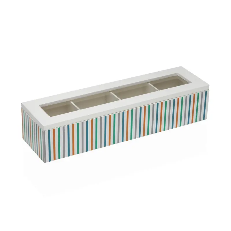 CAJA DE TE RAYAS 4 COMPARTIMENTOS