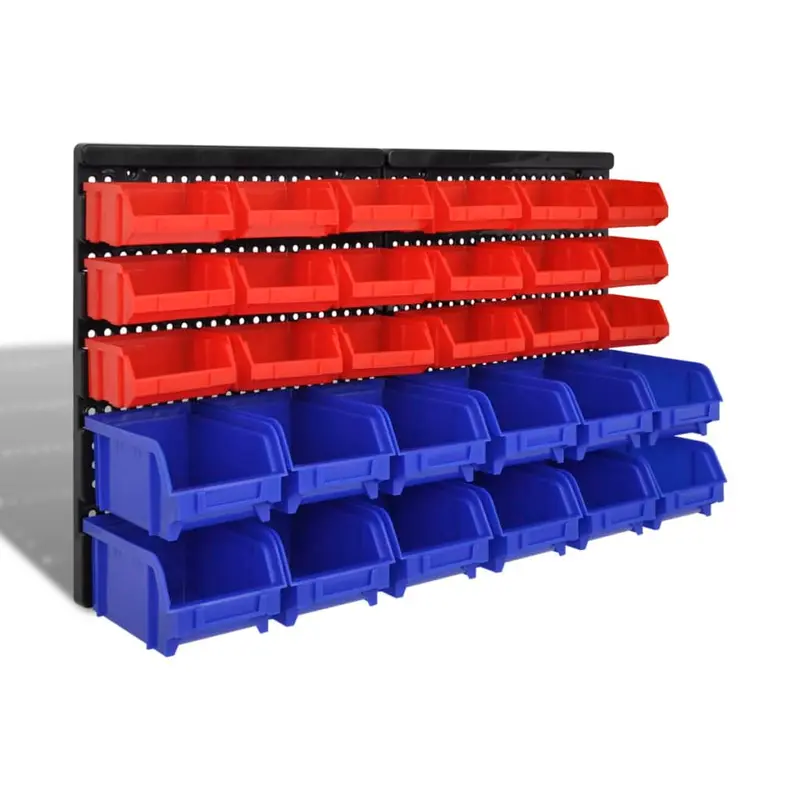 Cajas de almacenaje de garaje de pared 30 pzas azul y rojo