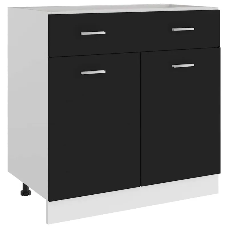 Cajón bajo "Lyon" negro, 80 x 46 x 81,5 cm, madera de ingeniería