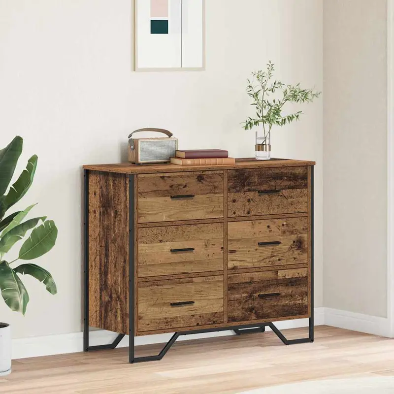 Cajonera con cajón 2 pcs Madera vieja 91 x 35,5 x 74,5 cm