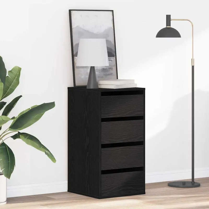 Cajonera con cajón Negro 40 x 41 x 76 cm Madera de ingeniería
