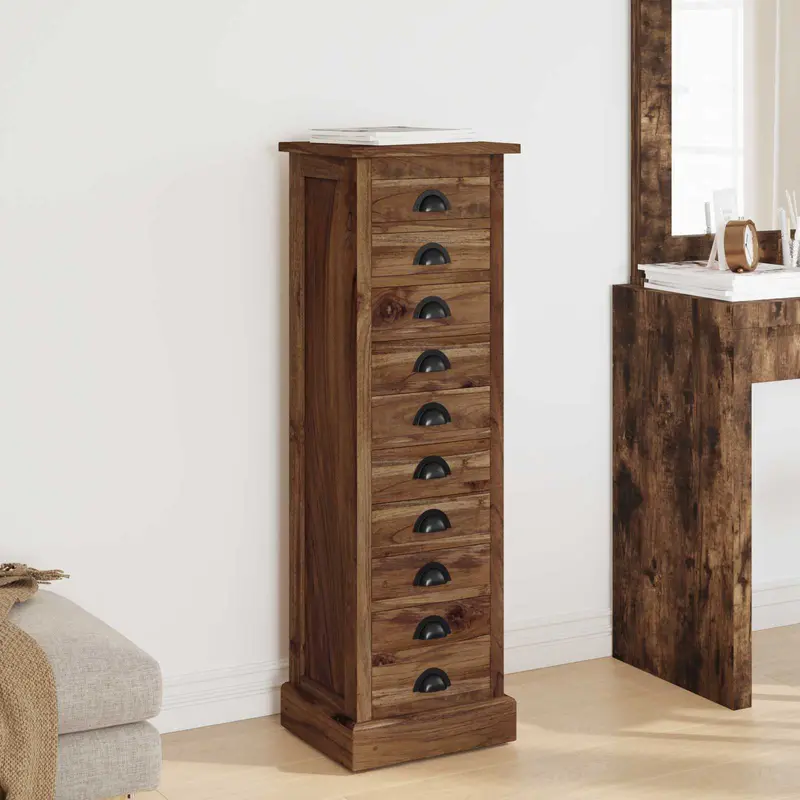 Cajonera Natural 35 x 30 x 110 cm Madera de teca maciza