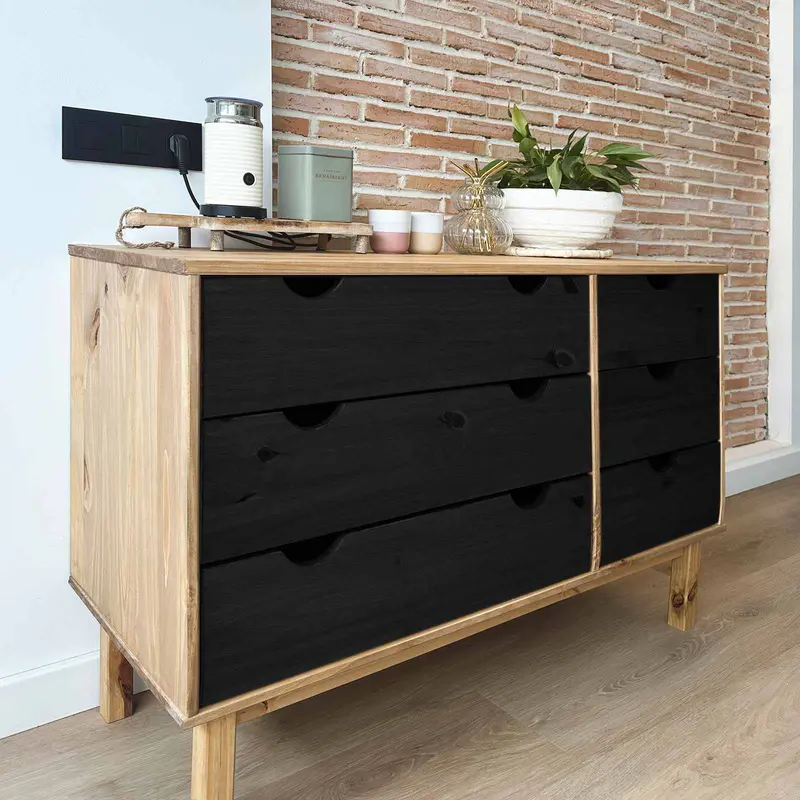 Cajonera OTTA Negro 111 x 43 x 73,5 cm Madera de Pino Maciza