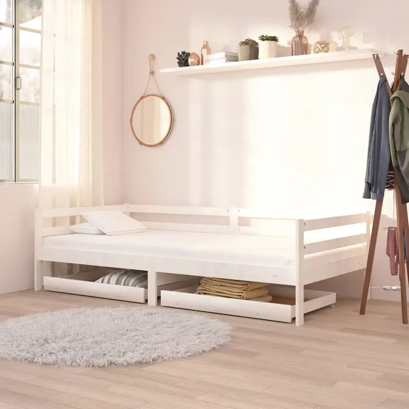 Cajones para sofá cama 2 piezas blanco madera maciza de pino