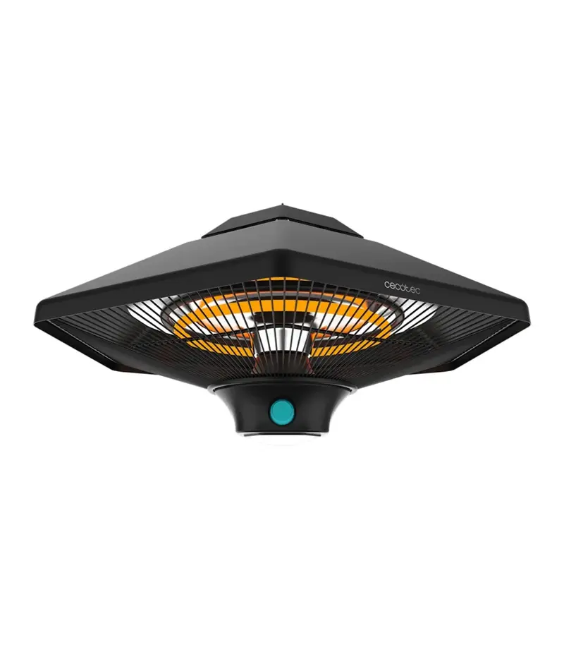 Calefactor de Techo Exterior 2000W con Mando y Luz LED para Terrazas y Jardines de Cecotec