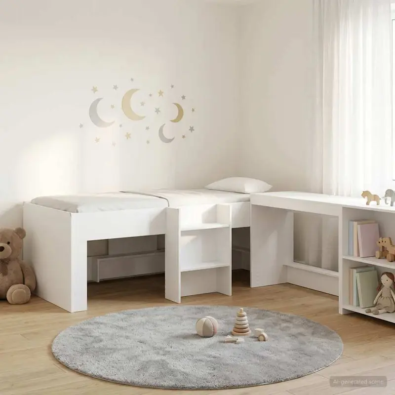 Cama alta para niños con escritorio Blanco 80 x 200 cm
