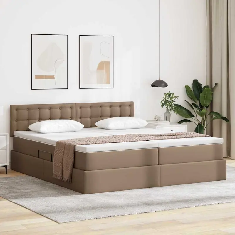 Cama con almacenamiento Capuchino 180 x 200 cm Cuero sintético