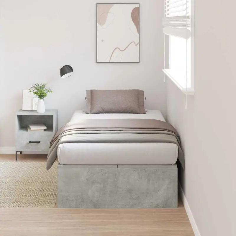 Cama con almacenamiento Gris Concreto 100 x 200 cm