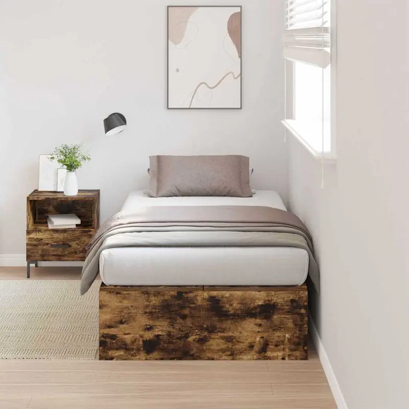 Cama con almacenamiento Roble ahumado 100 x 200 cm