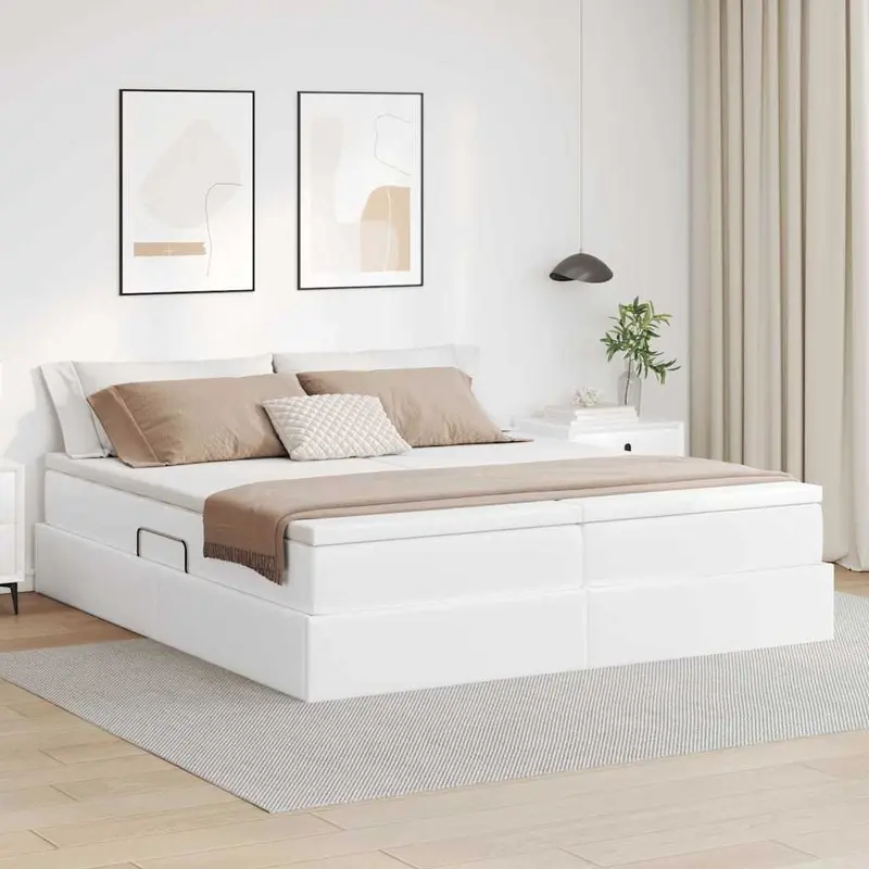 Cama con almacenamiento y colchón 180 x 200 cm Cuero sintético