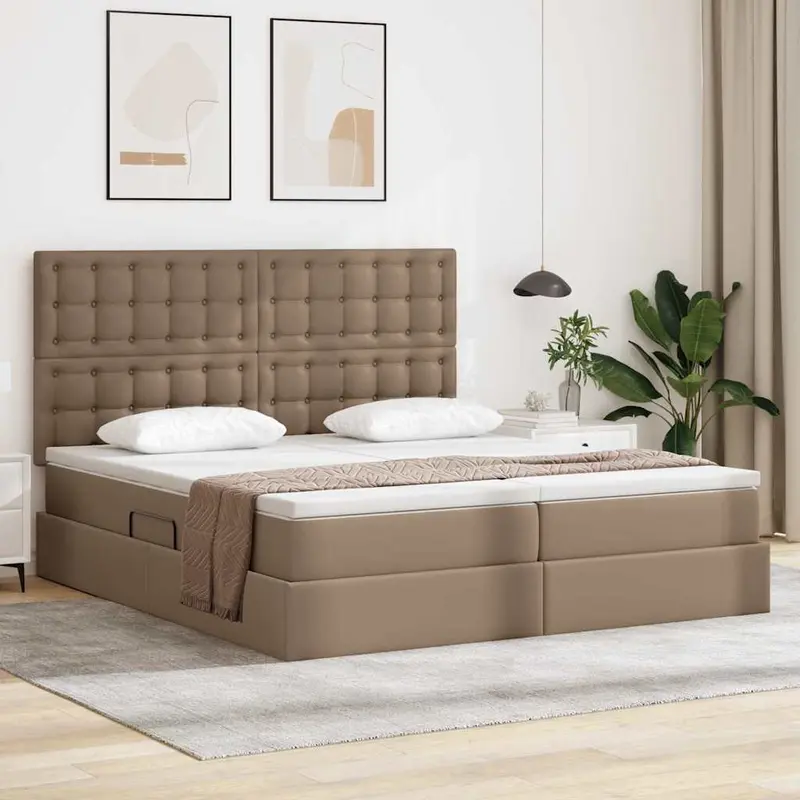Cama con almacenamiento y colchón Capuchino 180 x 200 cm