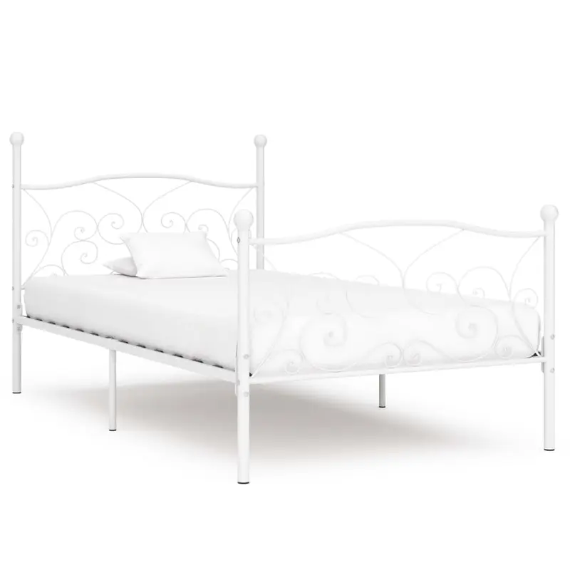 Cama con somier sin colchón metal blanco 90x200 cm