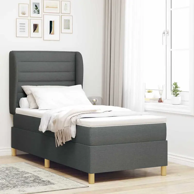 Cama con Somier y Colchón Gris Oscuro 90x190 cm de Tela tela