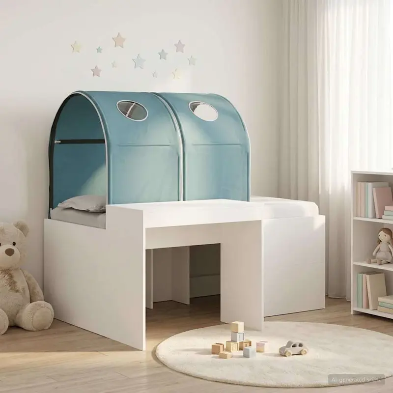 Cama con Túnel 4 pcs Roble Artisian y Azul Claro