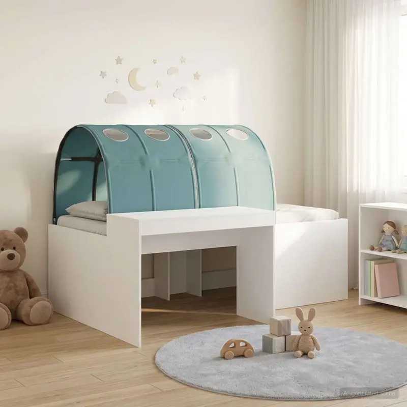 Cama con Túnel 4 pcs Roble Artisian y Azul Claro