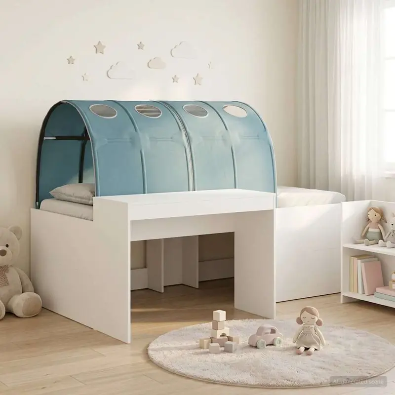 Cama con Túnel 4 pcs Roble Artisian y Azul Claro
