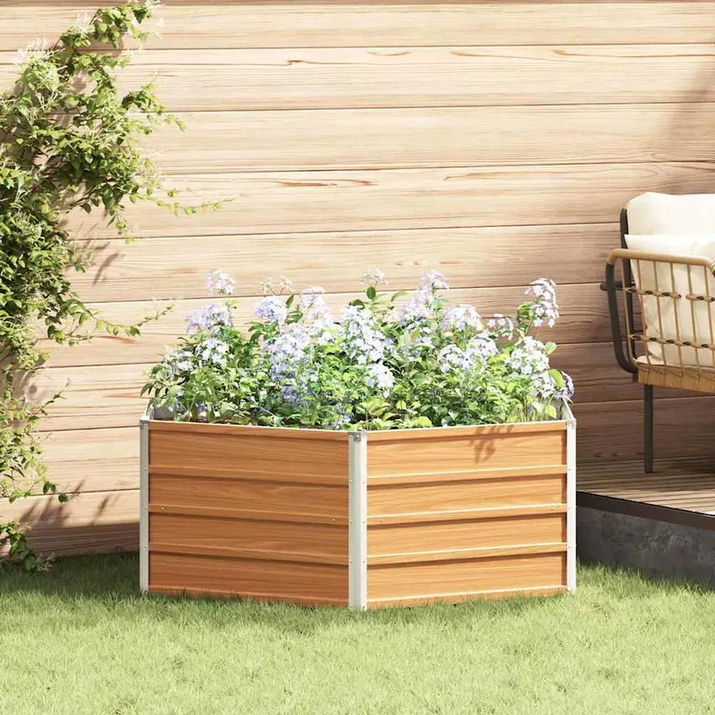Cama de Jardín Elevada Aspecto de madera 129 x 129 x 45 cm