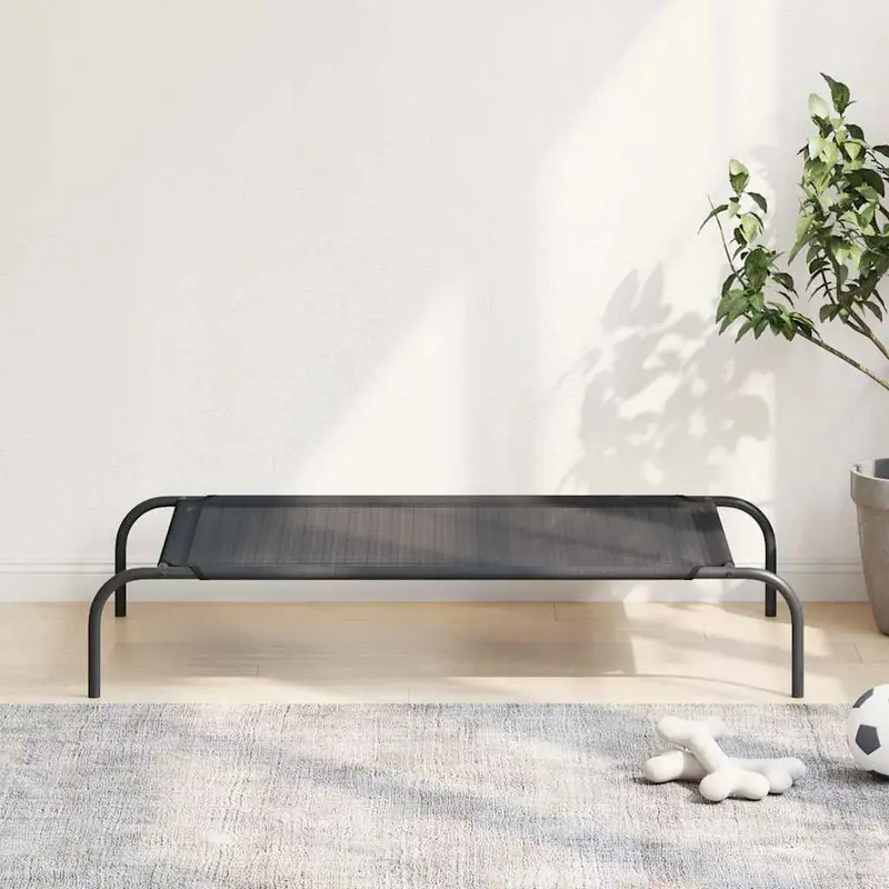 Cama de perro elevada negra textilene L