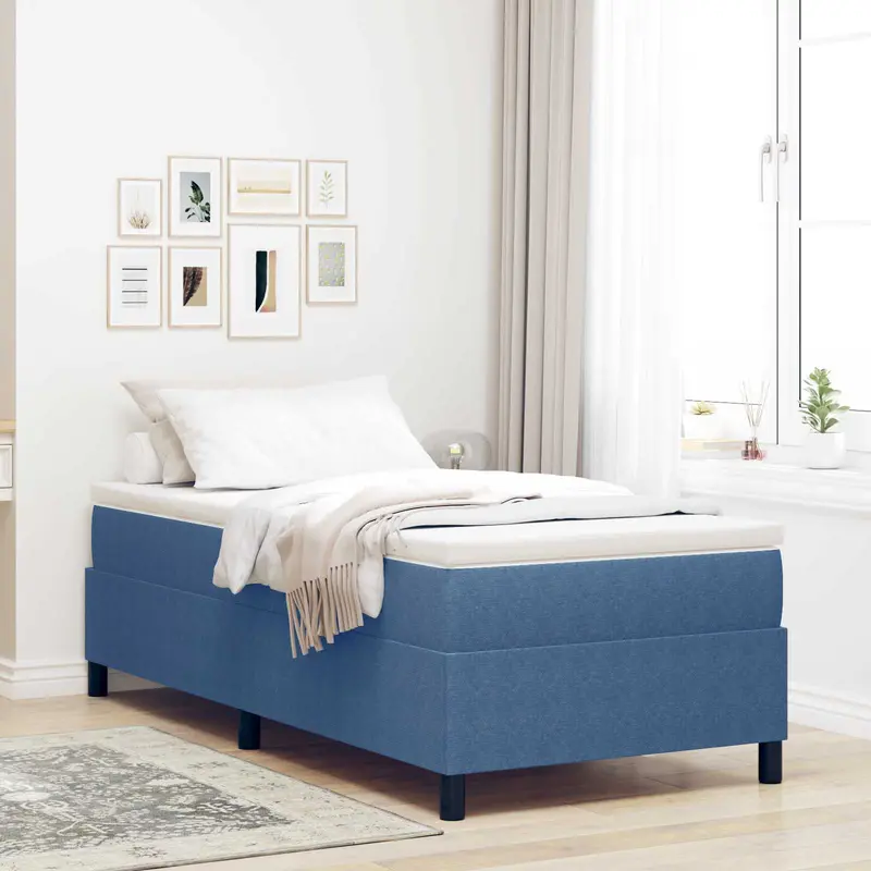 Cama de plataforma Azul 100 x 200 cm Tela de Pana