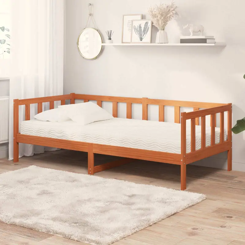 Cama día Madera Encerada Marrón y Blanca 90 x 200 cm