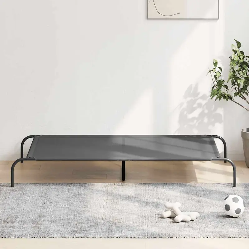 Cama elevada para perros gris 150x90x20 cm textilene y acero