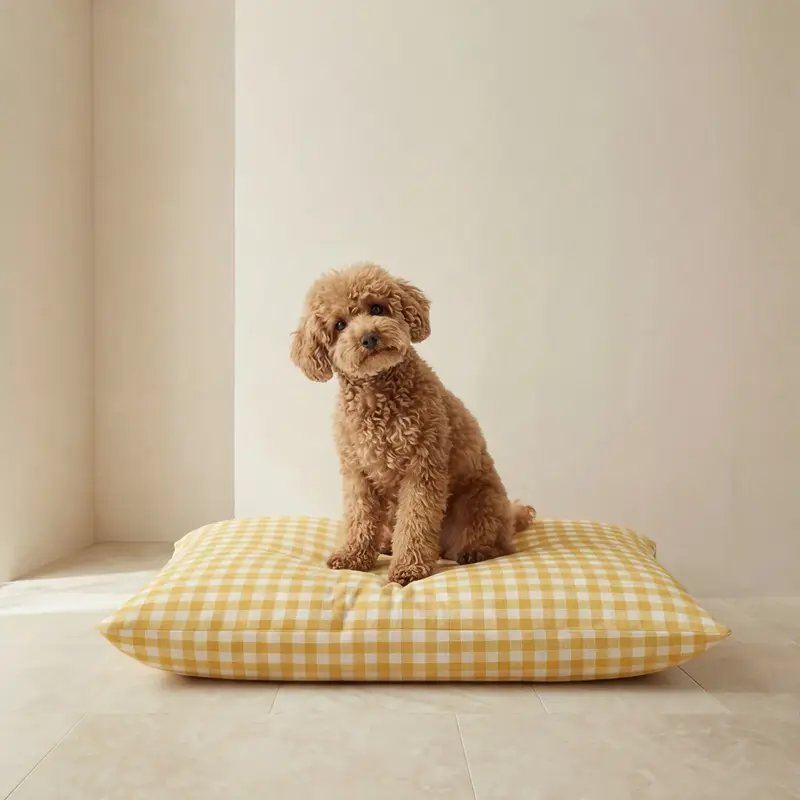 Cama para mascotas desenfundable antimanchas Vichy Amarillo