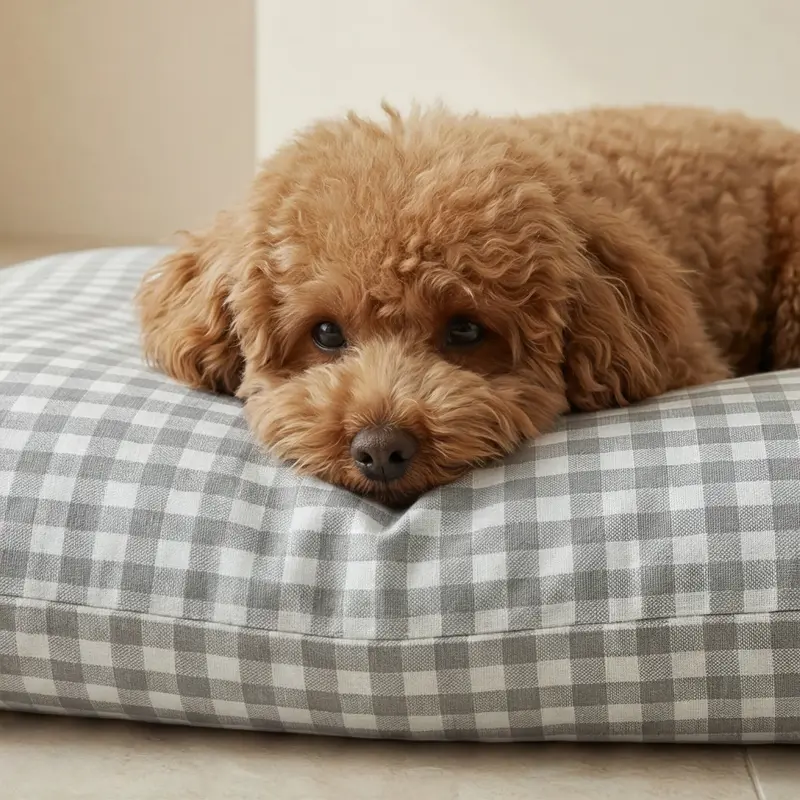 Cama para mascotas desenfundable antimanchas Vichy Gris Claro