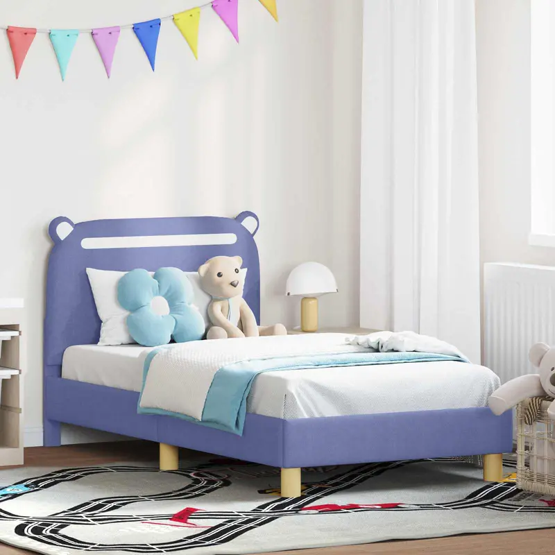 Cama para niños con cabecero Azul jeans 80 x 160 cm Tela