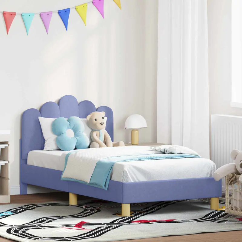 Cama para niños con cabecero Azul jeans 80 x 160 cm Tela