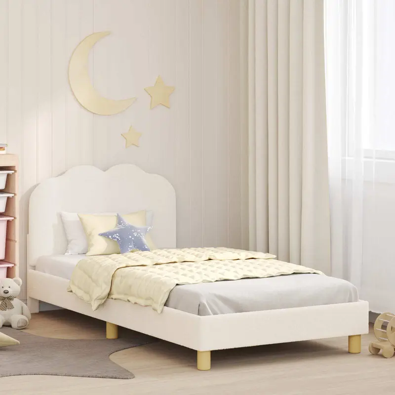 Cama para niños con cabecero Crema 80 x 200 cm Bouclé