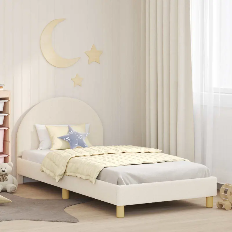 Cama para niños con cabecero Crema 80 x 200 cm Bouclé