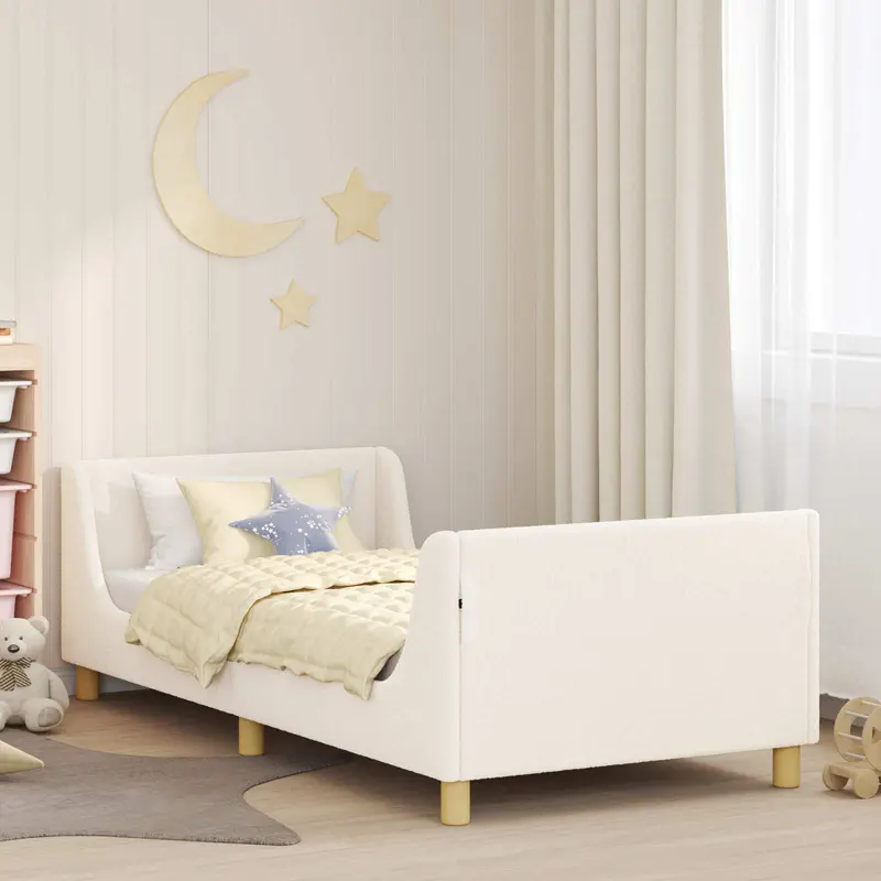 Cama para niños con cabecero Crema 80 x 200 cm Bouclé